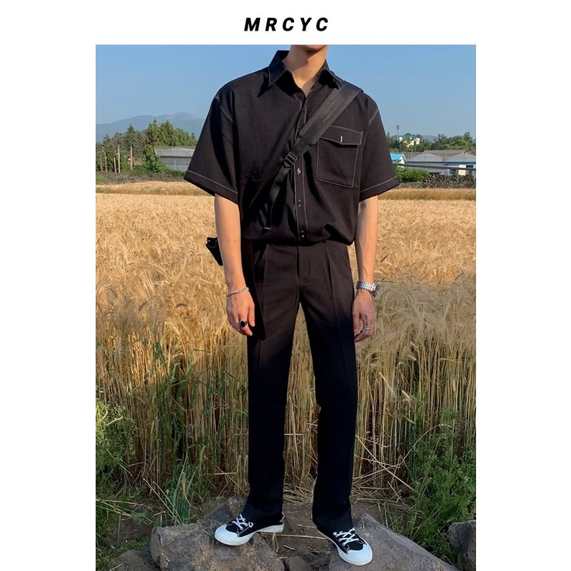 Áo Sơ Mi Nam Tay Ngắn Dáng Rộng Thời Trang Phong Cách Hàn Quốc