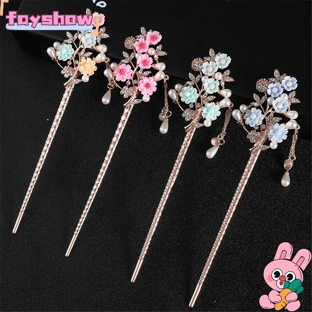 Lược Cài Tóc Họa Tiết Hoa Lấp Lánh Phong Cách Trung Hoa Thời Trang