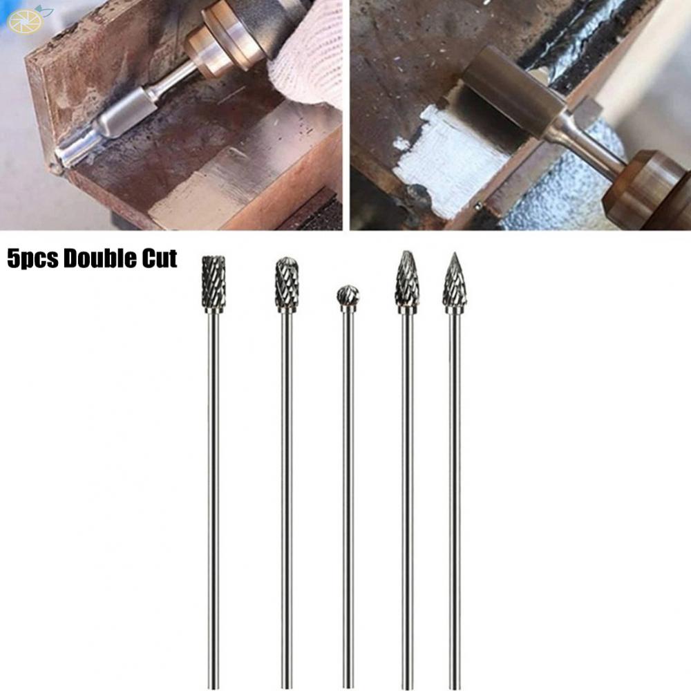 【VARSTR】Double Cut Solid Carbide Rotary Burrs Set 5pcs 100mm Long for Precision Grinding