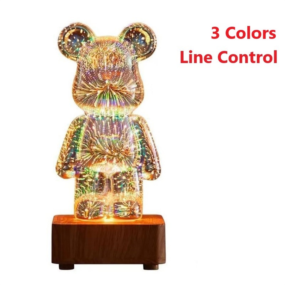 3D pháo hoa bảy màu sáng tạo và mát mẻ, đèn gấu, đèn không khí, trang trí bàn cạnh giường ngủ, đèn ngủ, quà tặng