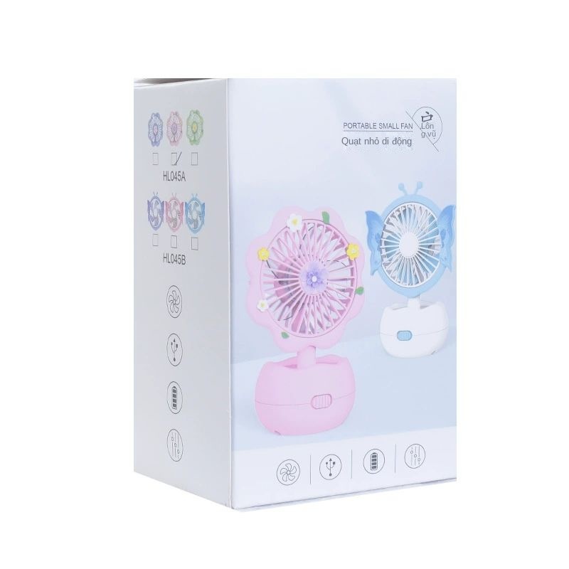 Quạt Sạc usb Mini Cầm Tay Để Bàn Hình Hoa Cho Bé Gái