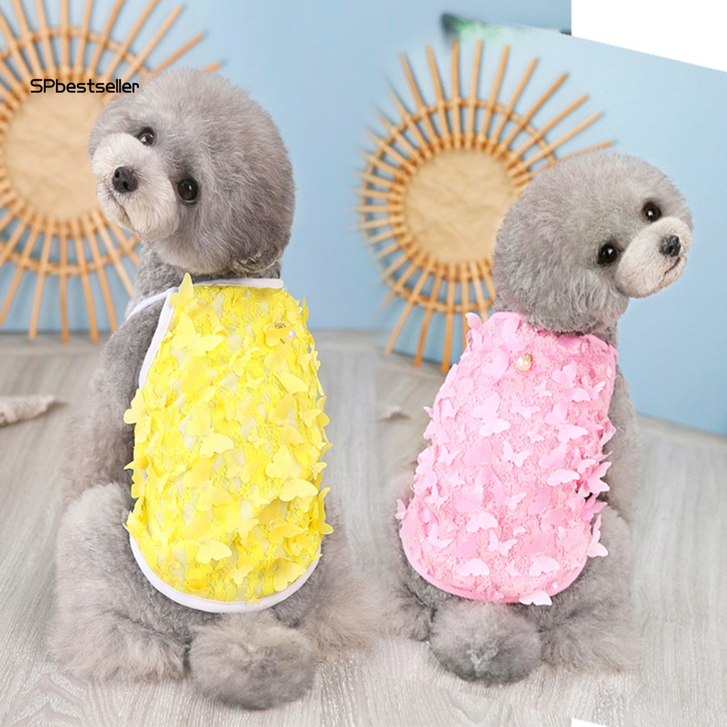 Áo Tank Top Hai Dây Thoáng Khí Họa Tiết Bướm 3D Thời Trang Mùa Hè Cho Cún Cưng