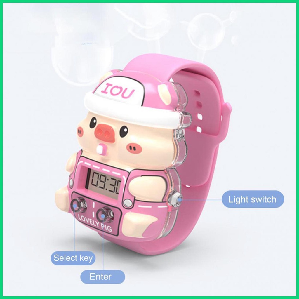 Đồng Hồ Đeo Tay Kỹ Thuật Số Hình Chú Heo Hoạt Hình 3D Dễ Thương Có Thể Điều Chỉnh Cho Bé Trai