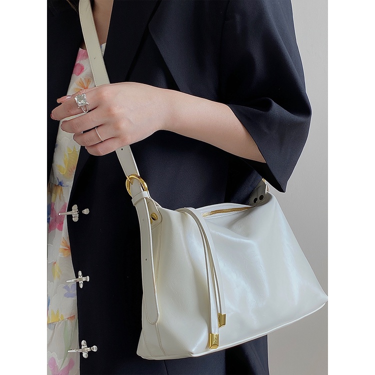 Túi Tote Đeo Vai / Đeo Chéo Cỡ Lớn Màu Trắng Thiết Kế Đơn Giản Thời Trang Cao Cấp