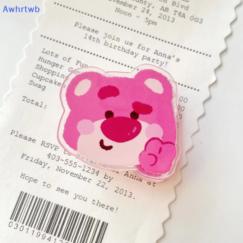 1 Kẹp Giấy Hình Gấu Và Dâu Tây Bằng Acrylic Dễ Thương Trang Trí Văn Phòng / Trường Học Mới