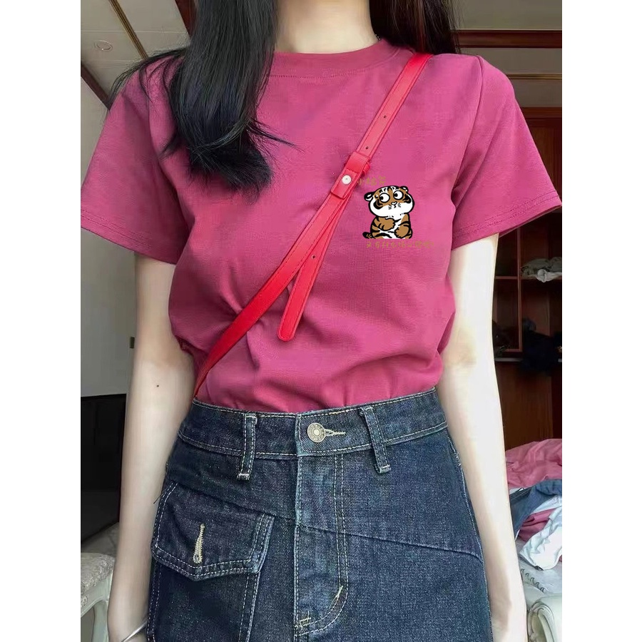 Áo Thun 100% Cotton Tay Ngắn Dáng Ôm Màu Sắc Xinh Xắn Dành Cho Nữ