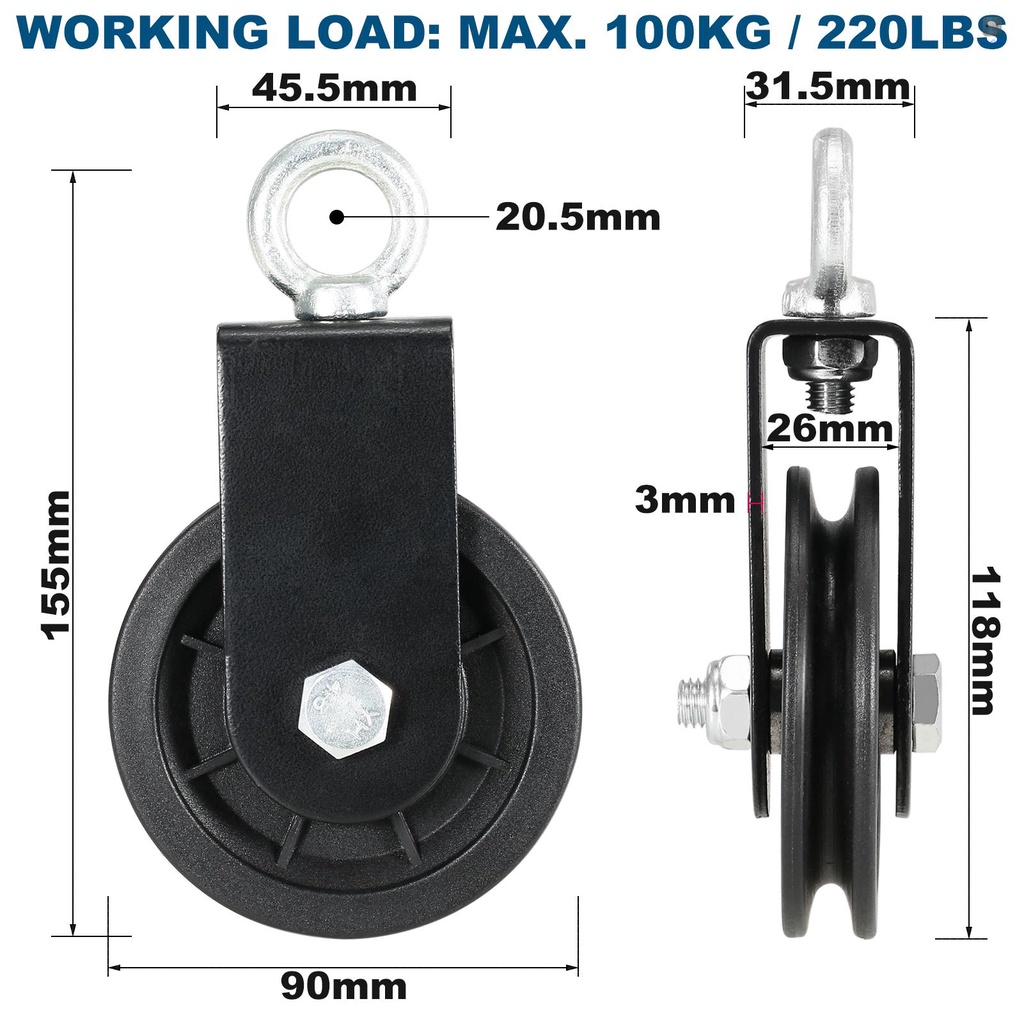 Ròng Rọc Dây Cáp Xoay 360 Độ Không Gây Tiếng Ồn Dùng Để Nâng Tại Nhà