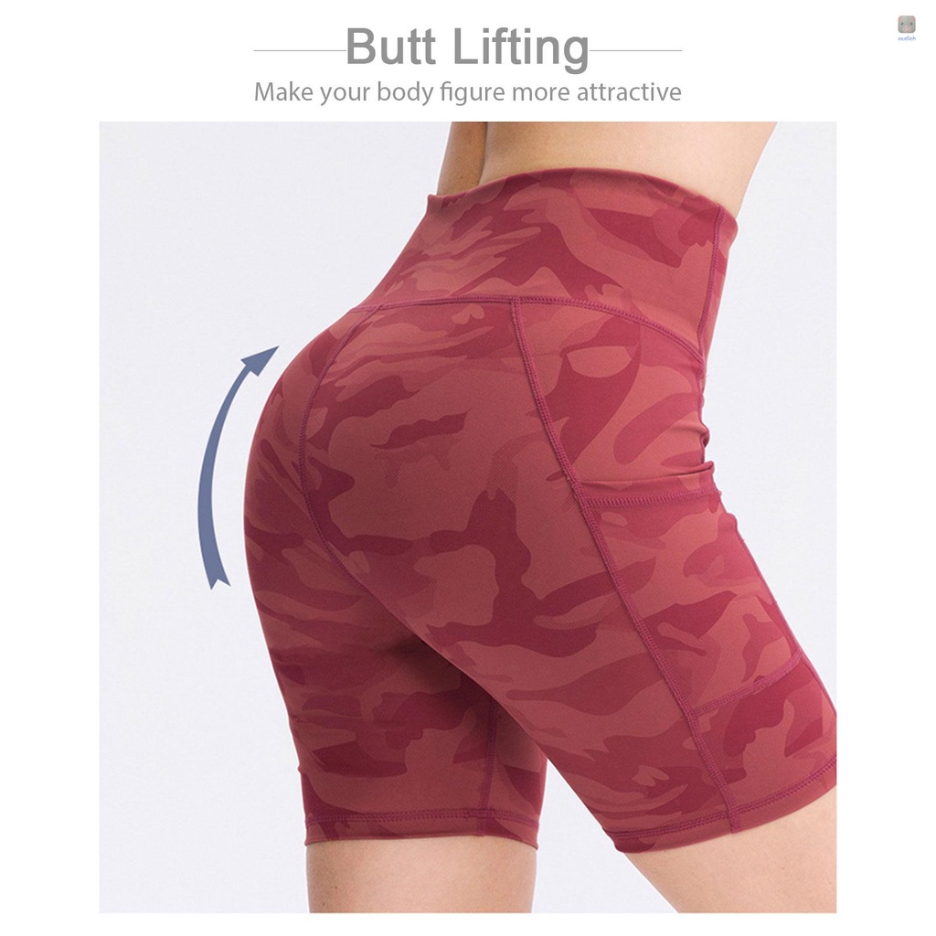 Quần Short Thể Thao Lưng Cao Có Túi Hoạ Tiết Rằn Ri