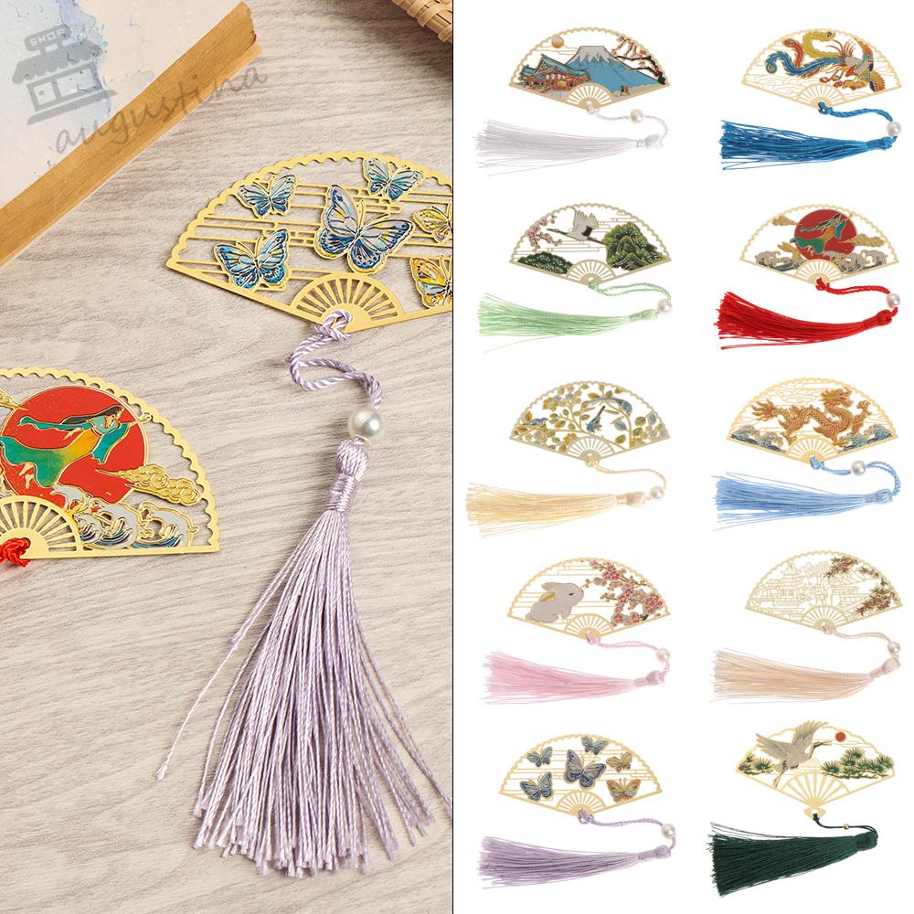 Augustina Kẹp Đánh Dấu Trang Sách Bằng Đồng Thau Phối Tua Rua Phong Cách Trung Hoa