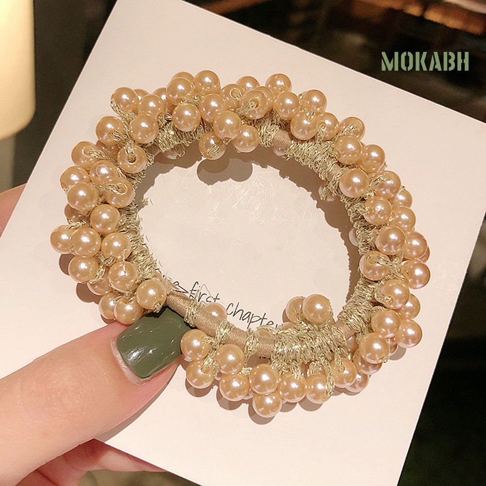 Dây Cột Tóc Đính Ngọc Trai Nhân Tạo Thời Trang Dành Cho Nữ