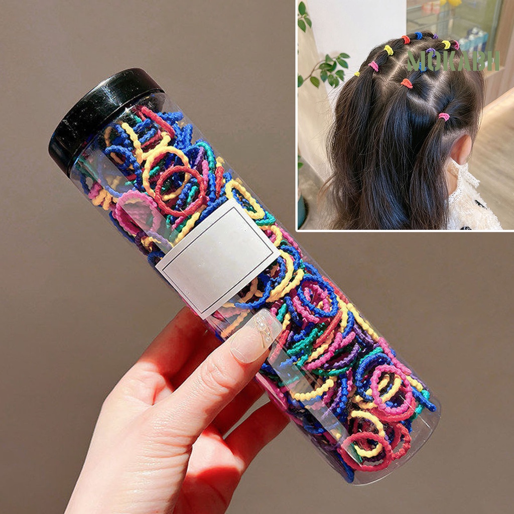 [Mok Abh] Set 300 Dây Cột Tóc Không Đau Độ Co Giãn Cao Cho Bé