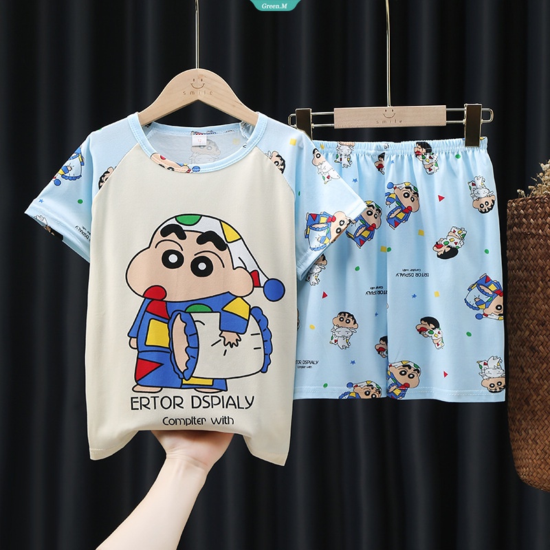 Bộ Đồ Ngủ Tay Ngắn In Hoạt Hình Cậu Bé Bút Chì Shin-chan Dễ Thương Điều Hòa Không Khí Thoải Mái Mặc Ở Nhà [GM]