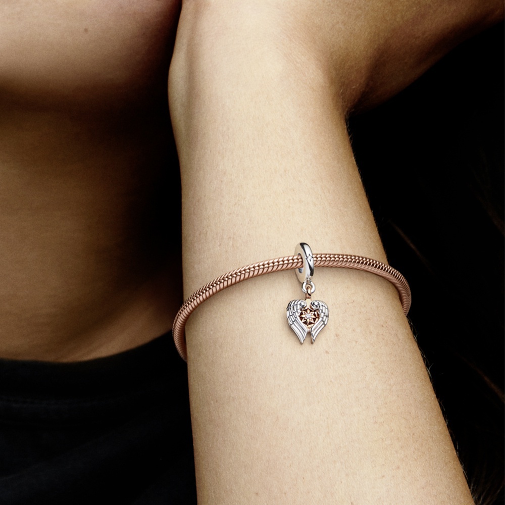 Charm Pandora Celestial Compass Angel Wings Dangle Charm 1186 - Bạc S925