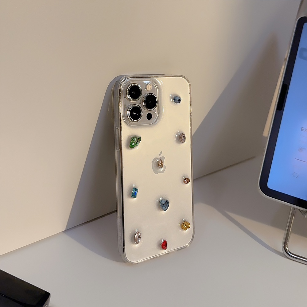 Ốp Điện Thoại Trong Suốt Trang Trí Kim Cương Cho Iphone 14 X XR XM 11 12 13 PRO MAX AT0299