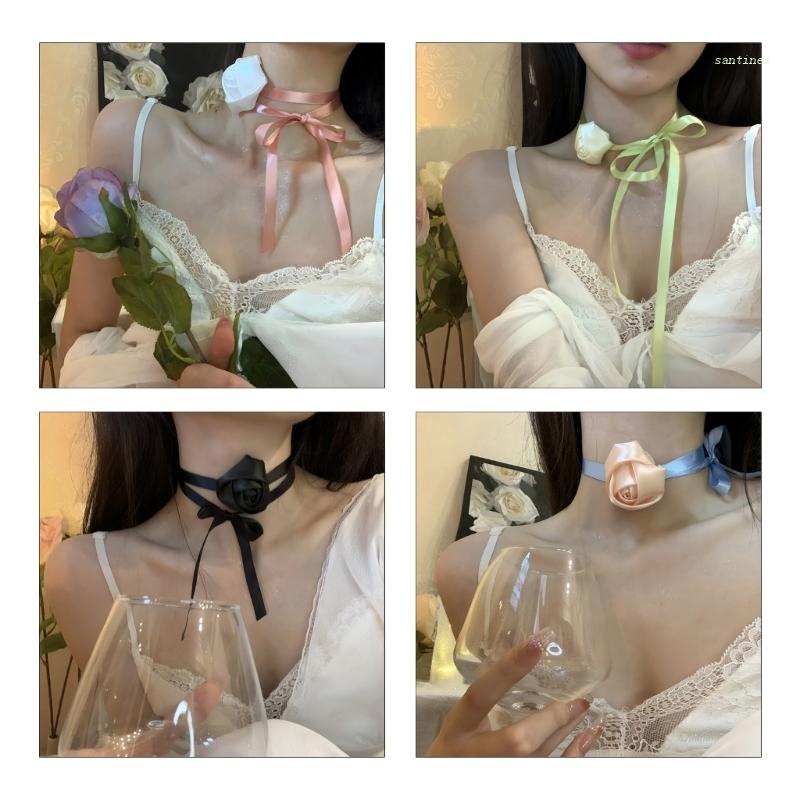 Choker Vải Mềm Họa Tiết Hoa Hồng Dành Cho Tuổi Teen