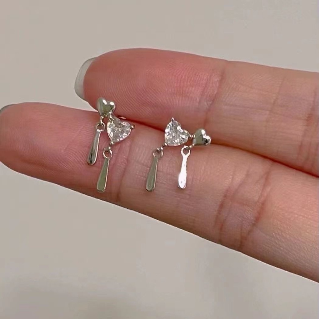 Khuyên Tai Hình Trái Tim Đôi Nhỏ Xinh Thiết Kế Đơn Giản Thời Trang Mới Năm 2023 Cho Nữ