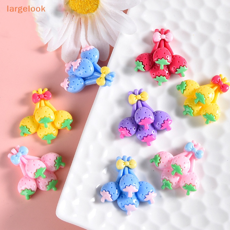 Set 10 Bong Bóng Trái Dâu Bằng Nhựa Resin Trang Trí Điện Thoại / Sổ Tay DIY