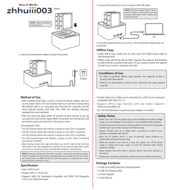 Đế Gắn Ổ Cứng Usb 3.0 2.5 / 3.5 Inch Hiệu ZHIHUI Chất Lượng Cao