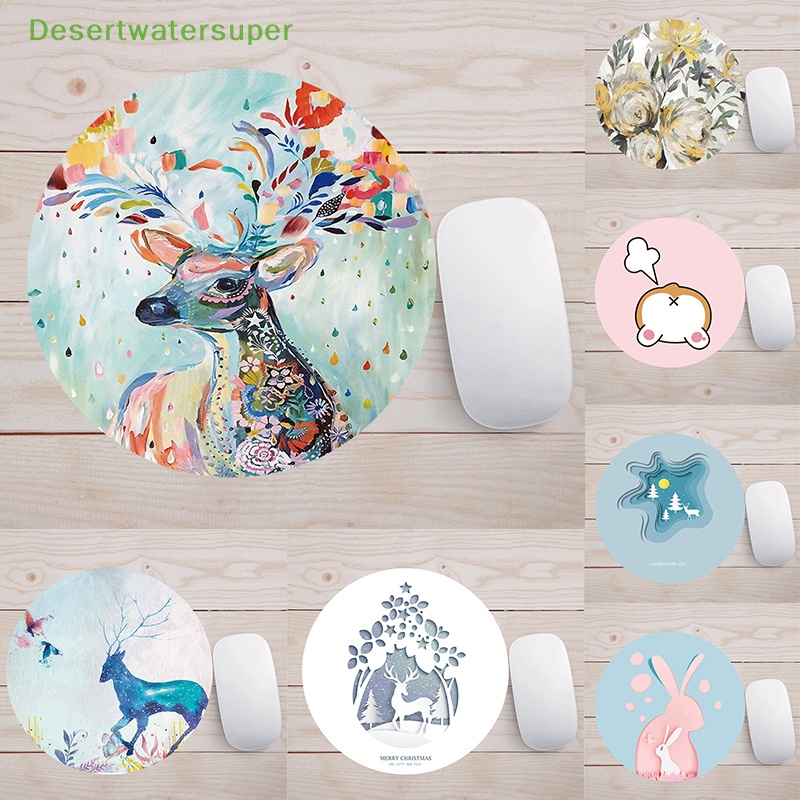 Dsvn Thảm Lót Chuột Tròn 20CM Chống Trượt In Hình Hoa Cảnh Thành Phố / Thỏ Hoạt Hình