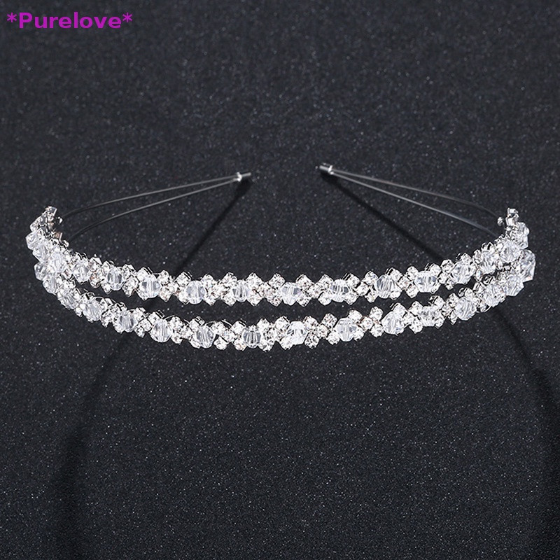 Cài Tóc Hình Vương Miện Hai Lớp Đính Pha Lê Handmade Dành Cho Cô Dâu Mới