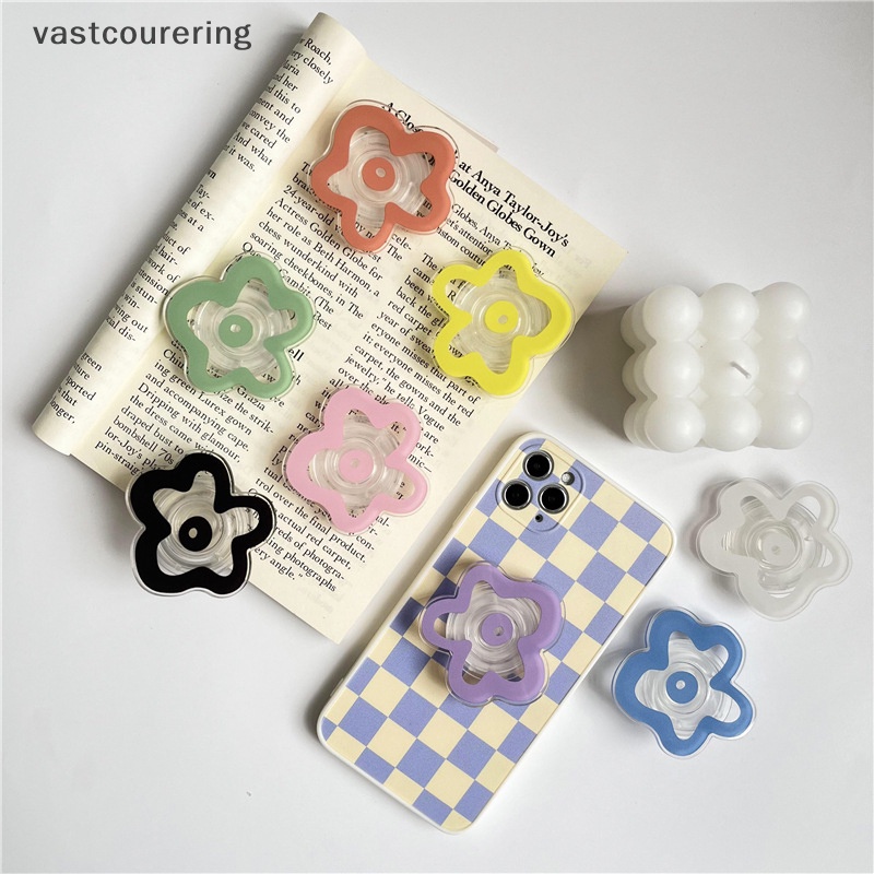 Vast New Epoxy Nhẫn Gắn Điện Thoại Di Động Có Thể Gập Lại Họa Tiết Hoa Tươi Tắn Đáng Yêu