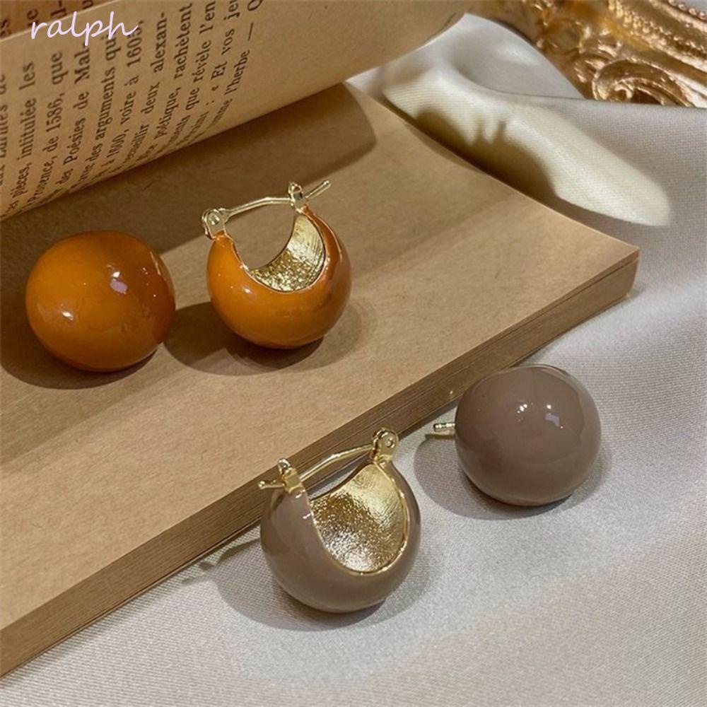 Bông Tai Hạt Tròn Bằng Đồng Tráng Men Cho Nữ