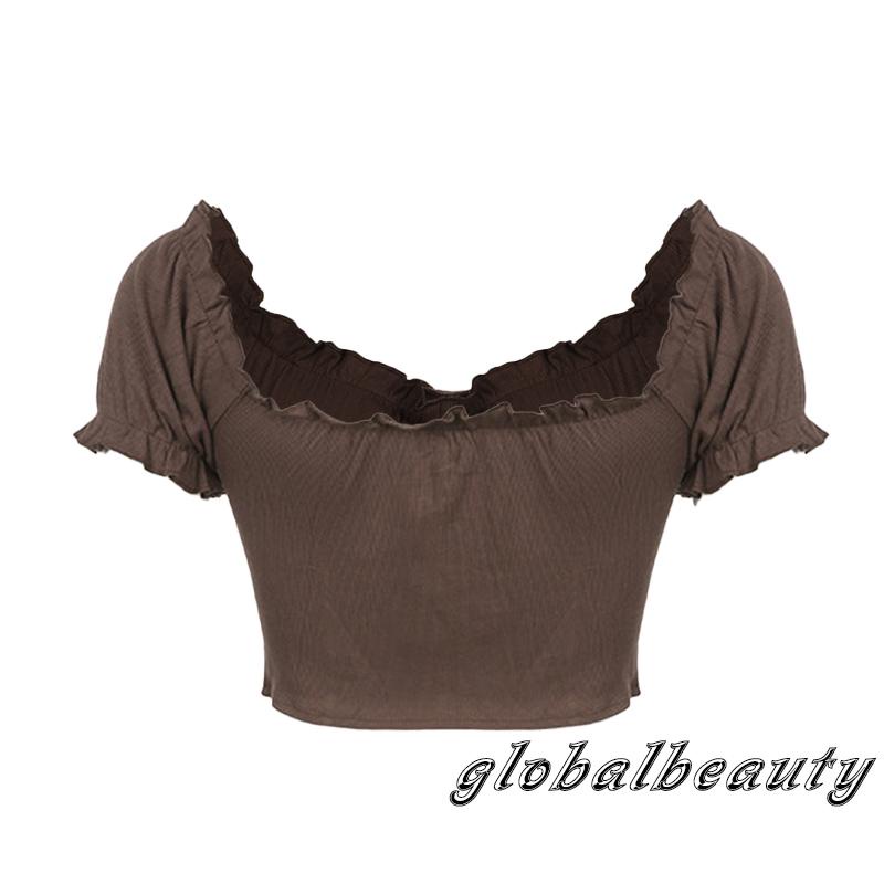 Áo Thun Tay Ngắn Màu Trơn Dáng Ôm Phối Dây Rút Thời Trang Mùa Hè Cho Nữ