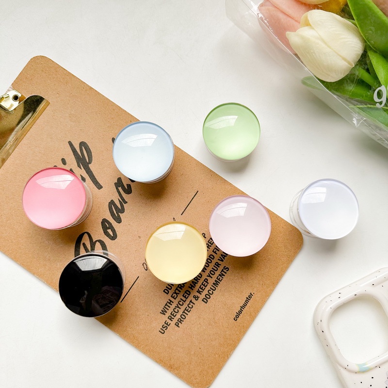 Giá Đỡ Điện Thoại Hình Tròn Bằng Kính Màu Trơn Tiện Dụng