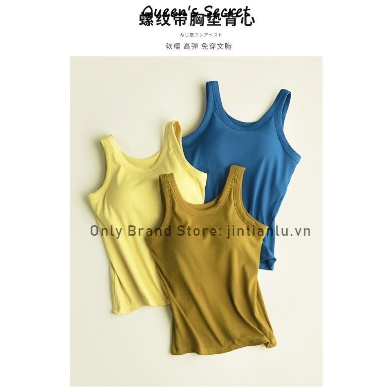 Áo Lót Có Đệm Ngực Màu Trơn Phong Cách Retro