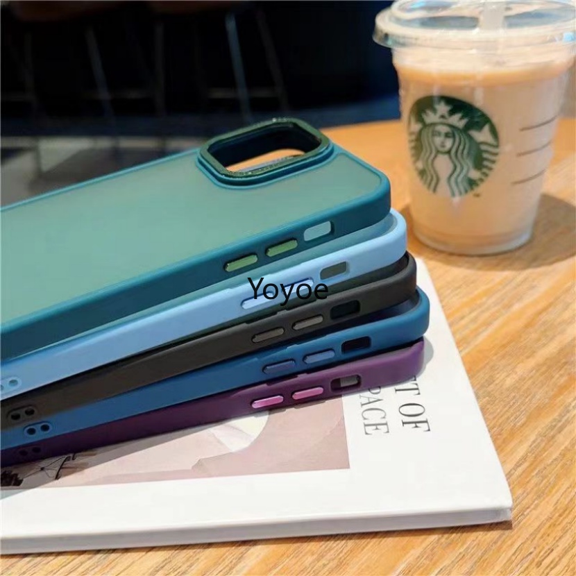 Ốp Điện Thoại Acrylic Cứng Trong Suốt Chống Sốc Mặt Nhám Sang Trọng Cho iPhone 14 13 12 11 Pro X XR XS Max 7 8 Plus