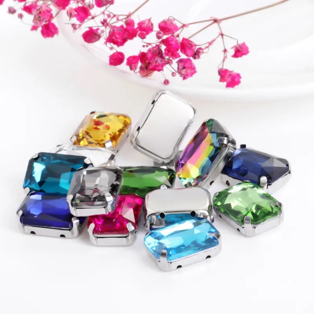 Đá Pha Lê Hình Bát Giác Kích Thước 13 * 18mm 18 * 25mm Dùng Trang Trí Quần Áo