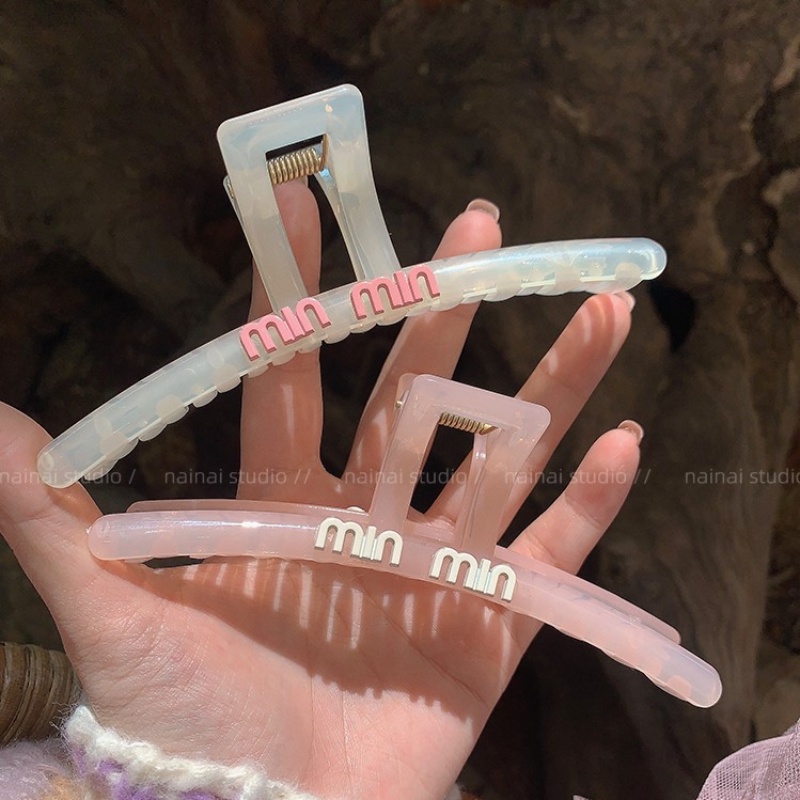 Kẹp Tóc Dài 12CM Bằng Acrylic Trong Suốt In Chữ Phong Cách Retro Ngọt Ngào Cho Nữ