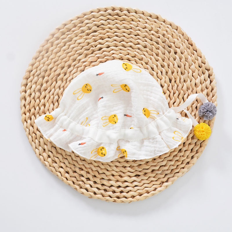 Nón Tai Bèo Vải Cotton Mỏng Thoáng Khí In Họa Tiết Trái Cây Dễ Thương Cho Bé Gái