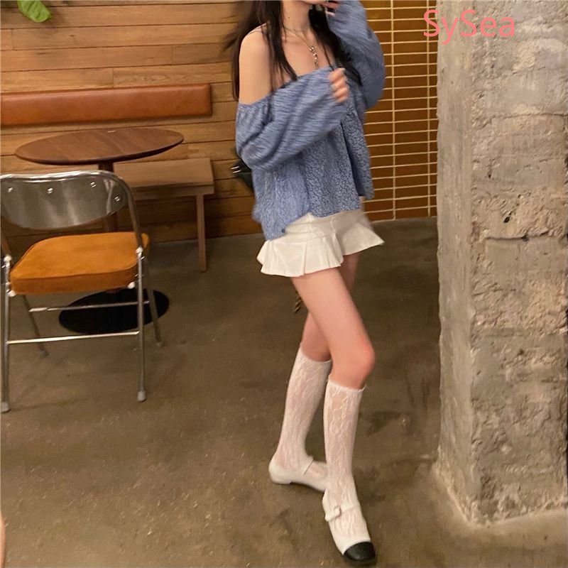 Áo Sơ Mi Trễ Vai Dài Tay Họa Tiết Hoa Thời Trang Pháp Cho Nữ