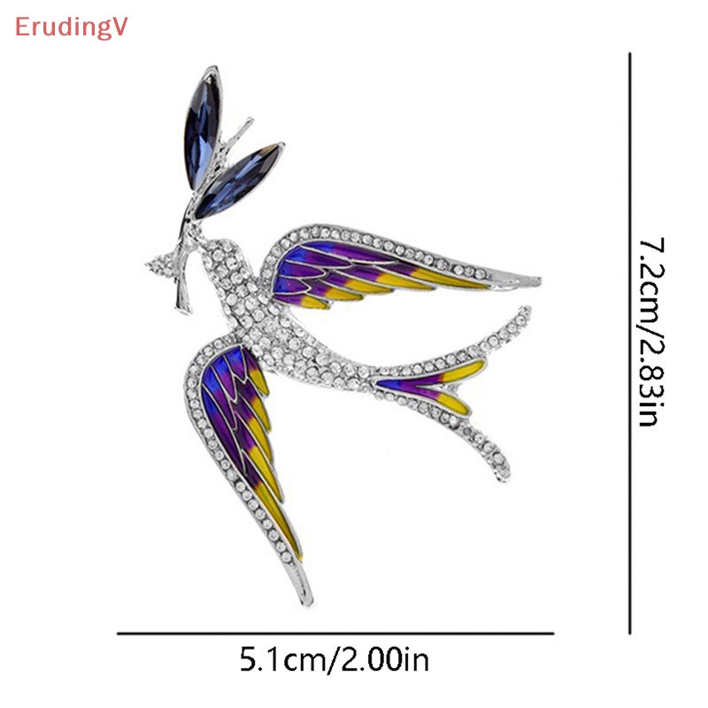 Ghim Cài Áo Hình Chim Én Bay Đính Đá Pha Lê Tráng Men Thời Trang Cho Nữ