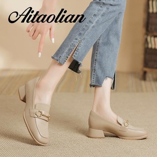 Giày Lười Da Đế Dày 3cm Thời Trang Cho Nữ