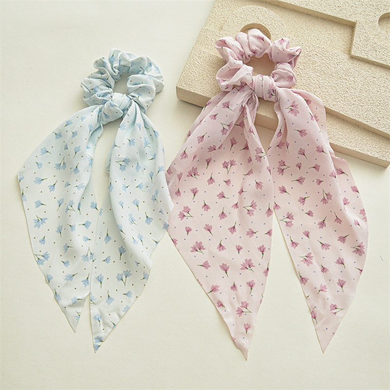 Dây Cột Tóc Vải Bản Lớn In Họa Tiết Hoa Nghệ Thuật Mùa Hè Mới Cho Nữ