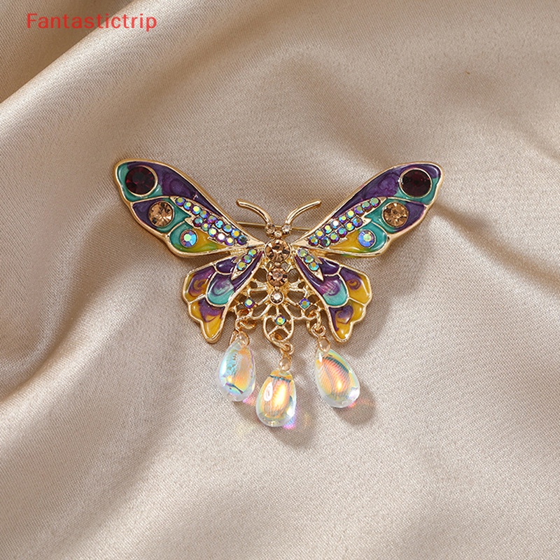 [Fantastictrip] Ghim Cài Áo Tráng Men Hình Bướm Tua Rua Trang Trí Văn Phòng / Tiệc Tùng Làm Đẹp Mới