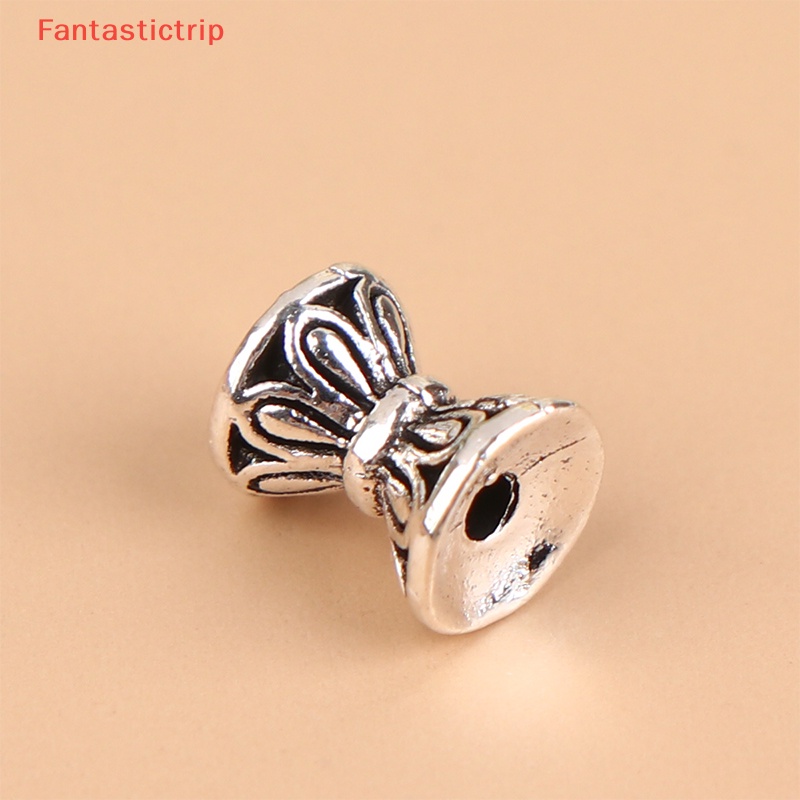 Set 10 Hạt Xâu Chuỗi Hai Mặt Hình Hoa Sen 6 X 5.5Mm Phong Cách Vintage Làm Trang Sức Thủ Công Mới