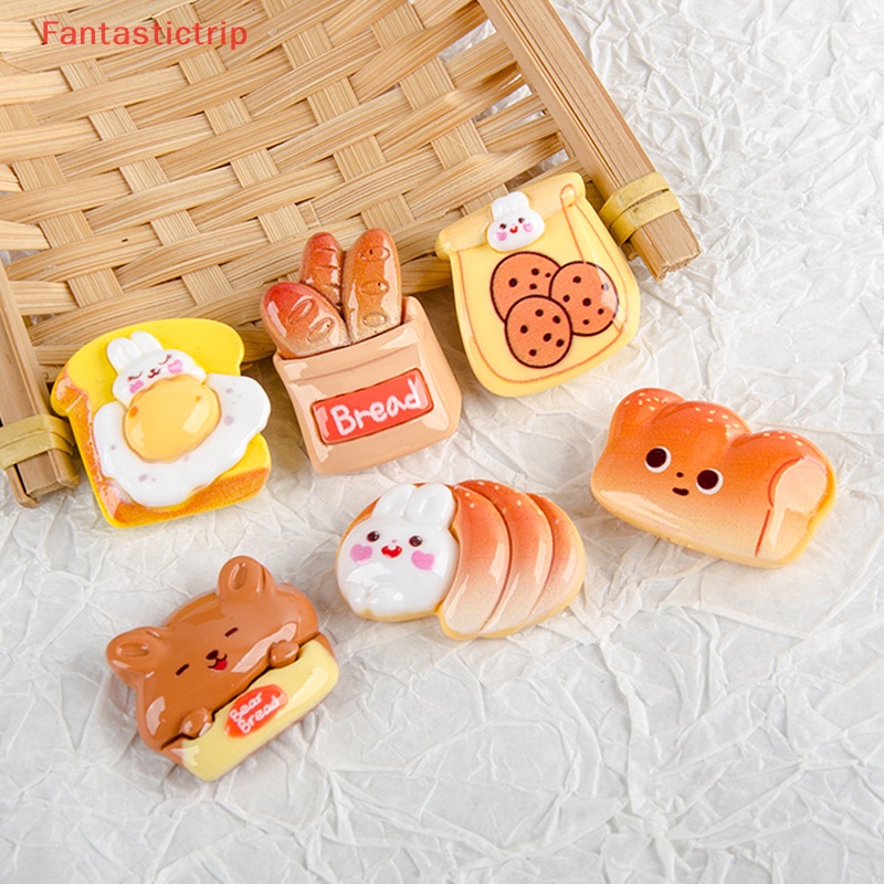 Set 5 Móc Khóa Hình Bánh Mì Nướng Bằng Nhựa Resin DIY Mới