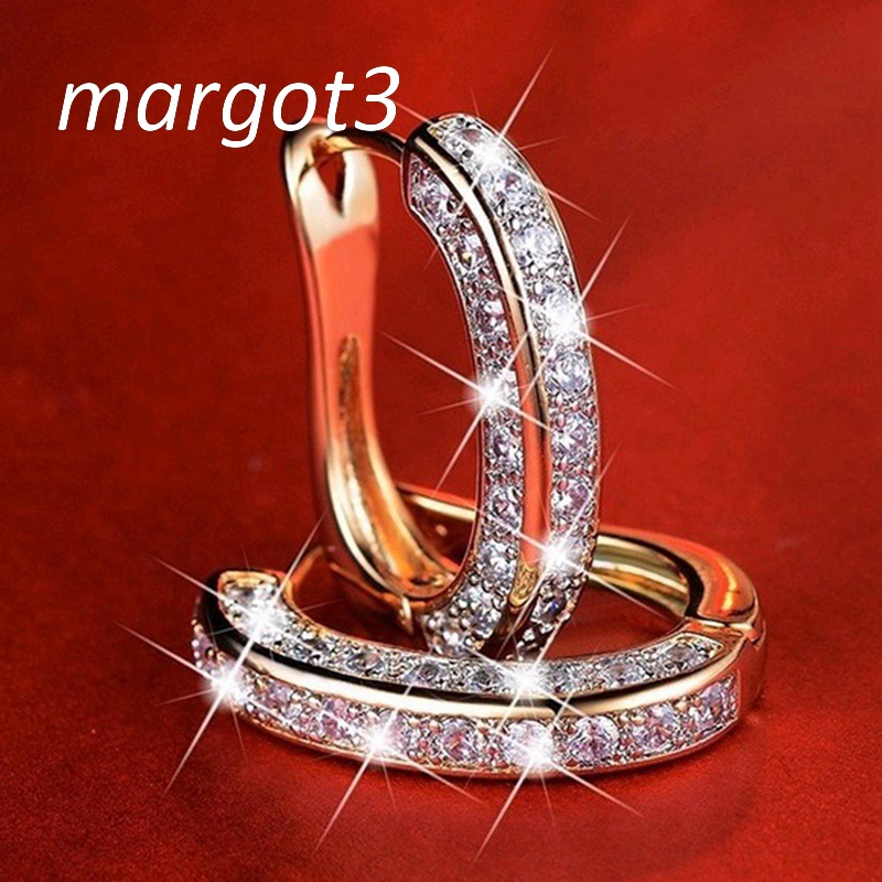 Khuyên Tai Tròn Đính Đá Lấp Lánh Sang Trọng Cho Nữ