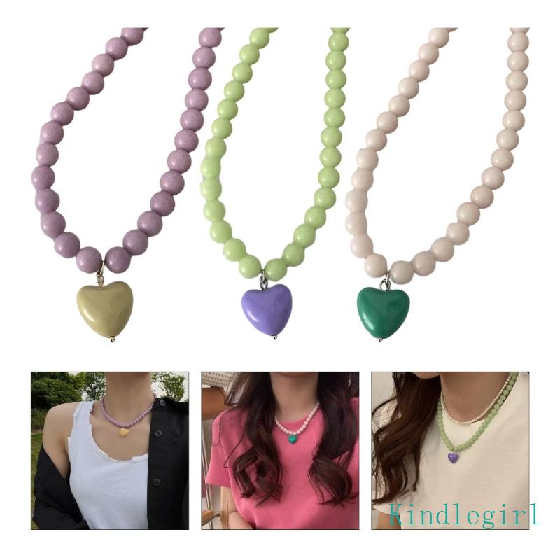 Vòng Cổ Choker Chuỗi Hạt Mặt Trái Tim Ngọt Ngào Thanh Lịch Cho Nữ