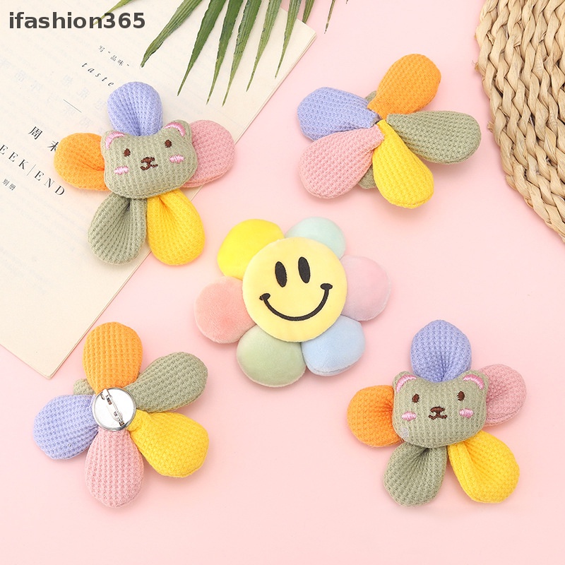 1 Huy Hiệu Cài Áo Hình Đầu Gấu / Hoa Hướng Dương Nhồi Bông Thời Trang ifashion365