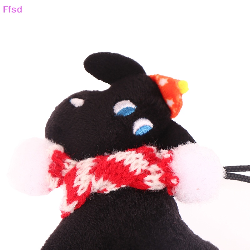 {Ffsd} Móc Khóa Xe Hơi / Ba Lô Hình Chú Chó Đen Nhồi Bông Sáng Tạo DIY