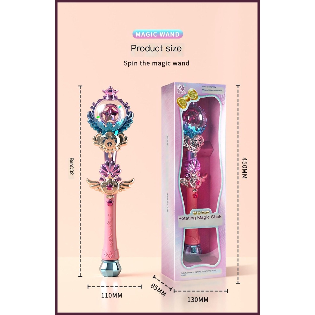 Gậy Phép Thuật Xoay Tròn Phát Sáng Nhiều Màu Sắc Cho Bé