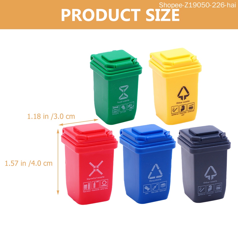 Set 5 Thùng Rác Mini Đồ Chơi Cho Nhà Búp Bê