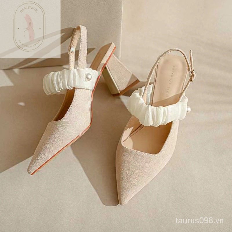 Giày Cao Gót Cài Khóa Siêu Mềm Thoải Mái Thời Trang Mùa Hè 2023 Phong Cách Pháp Cho Nữ