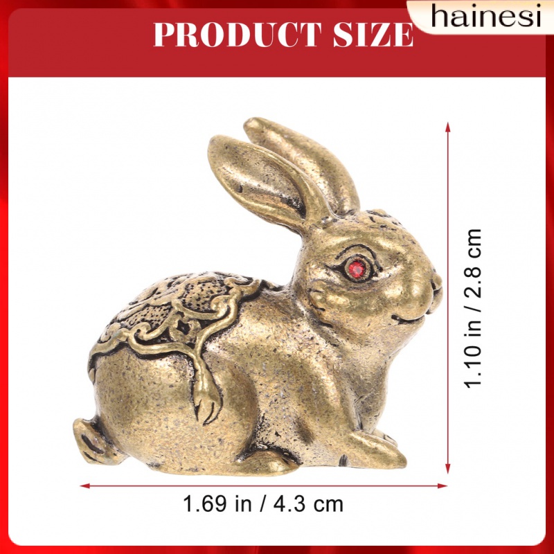 Car Decoration Chinoiserie Brass Lucky Rabbit Statue Gift Animal