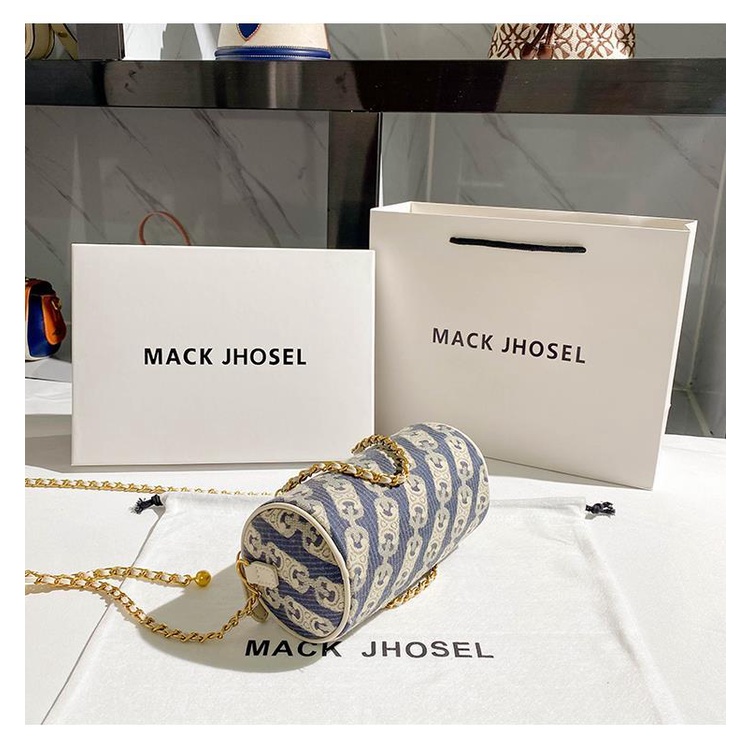 Túi Đeo Chéo Da Thật Dáng Tròn Nhỏ Phối Dây Xích Thời Trang 2023 Cho Bạn Gái