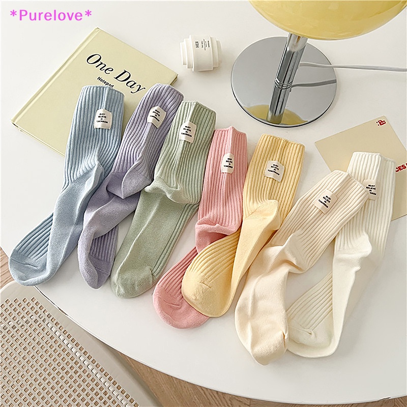 1 Đôi Vớ Cotton Thoáng Khí Màu Kẹo Ngọt Thời Trang Nhật Bản Mới